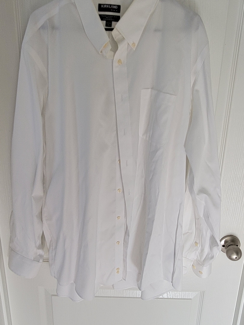 Kirkland Signature Men's White Button-Down Dress Shirt with Pocket XXL 18